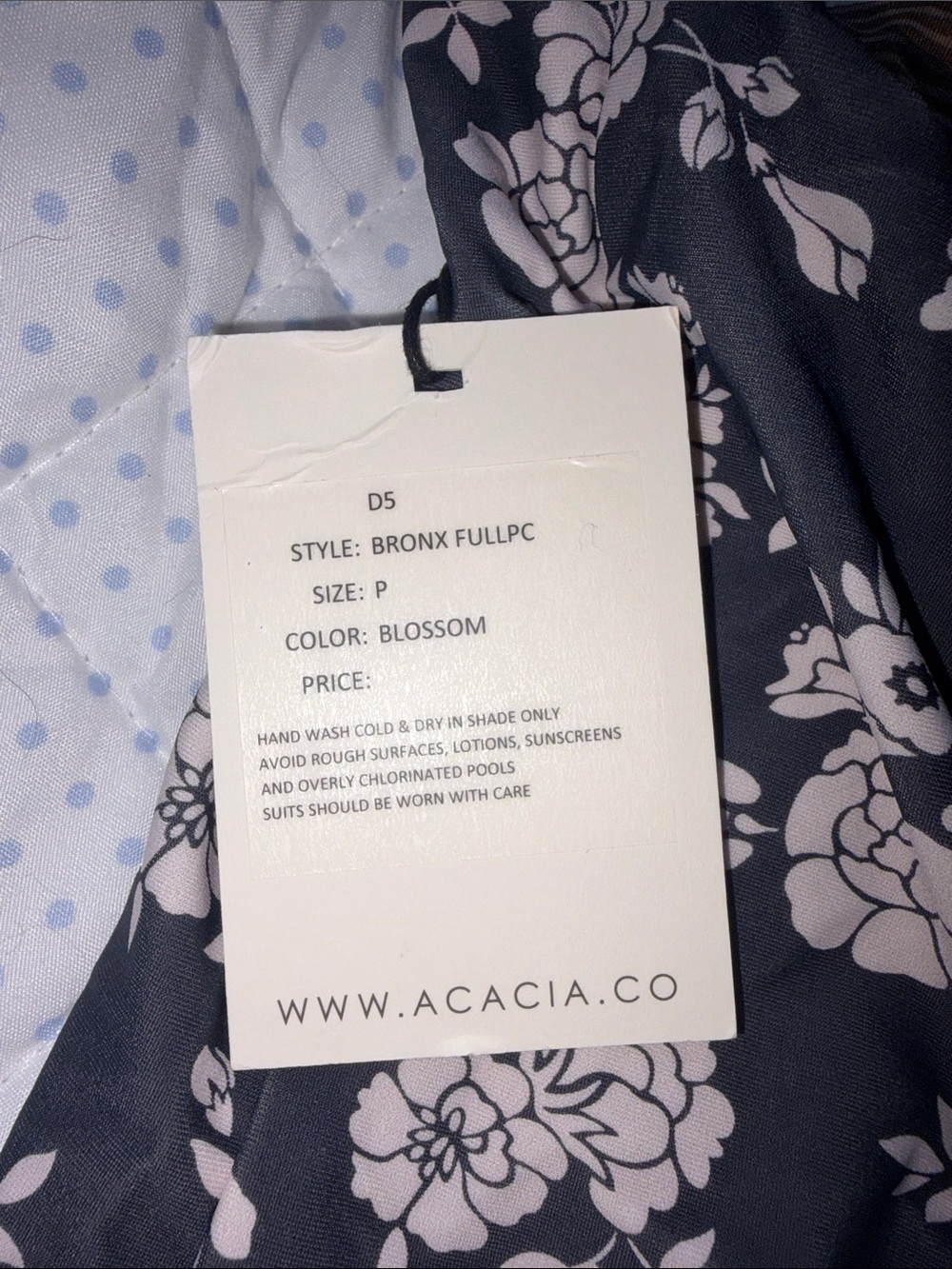 acacia swimwear Dark grey and White Floral Lace-Up One Piece - Picture 3 of 5